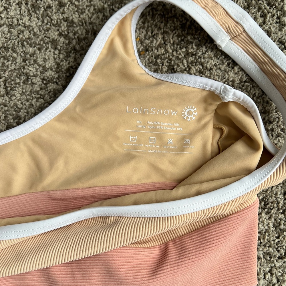LainSnow Peach and Tan Swimsuit Top